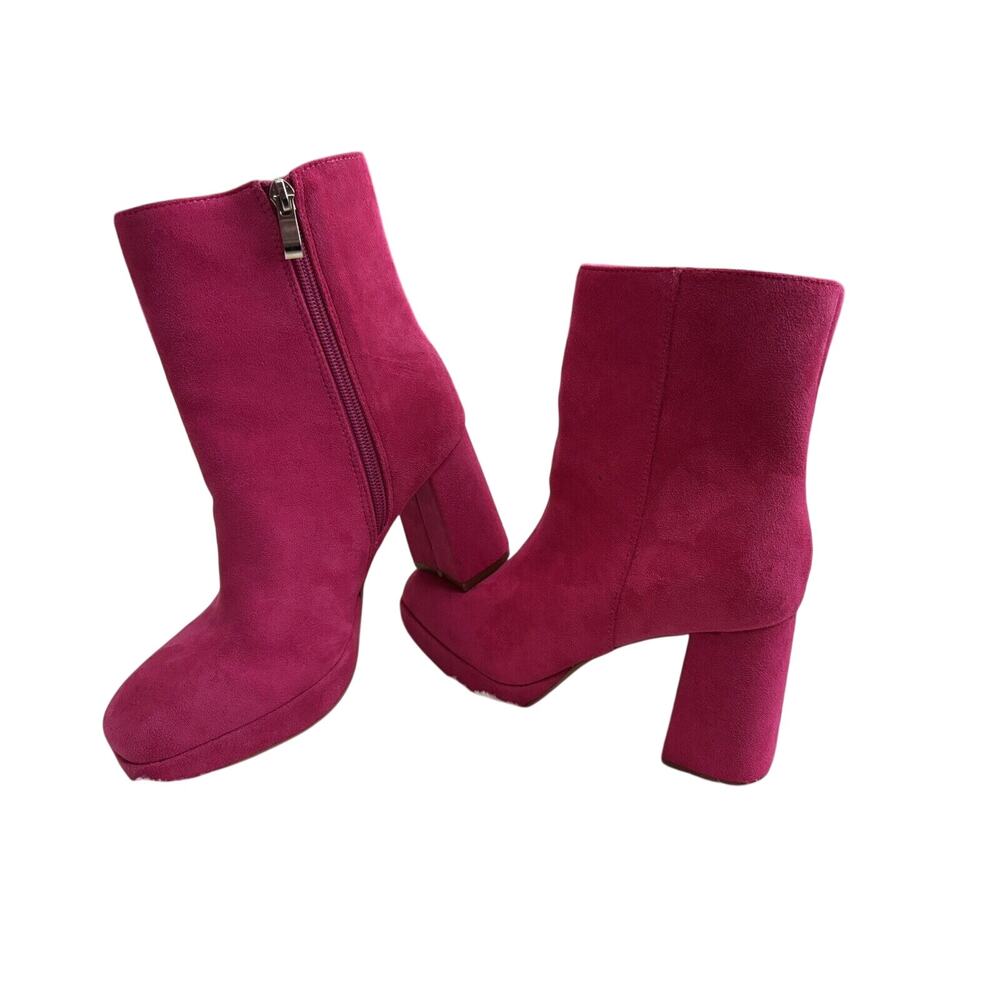 CORKYS Slug Bug “Hey Girl” Fuchsia Hot Pink BOOTS Chunky Heel Sz 7